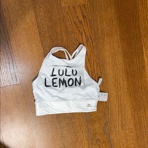 Lululemon White Graphic Sports Bra